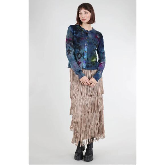 Galadriel Mattei Blossoms Skull Print Cashmere Cardigan Sweater- Size Large - Picture 10 of 10